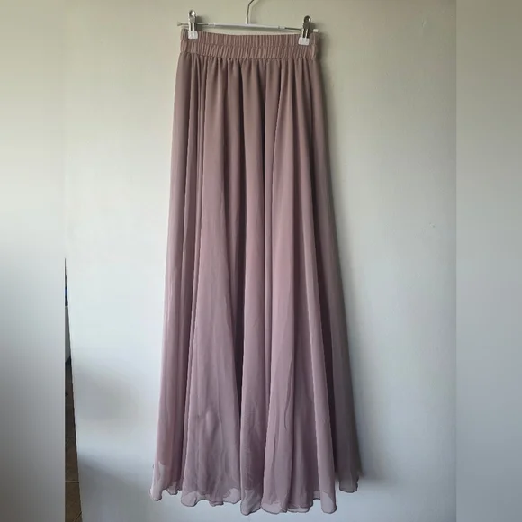 Women's Mauve Elastic Waist Maxi Skirt - Picture 6 of 6
